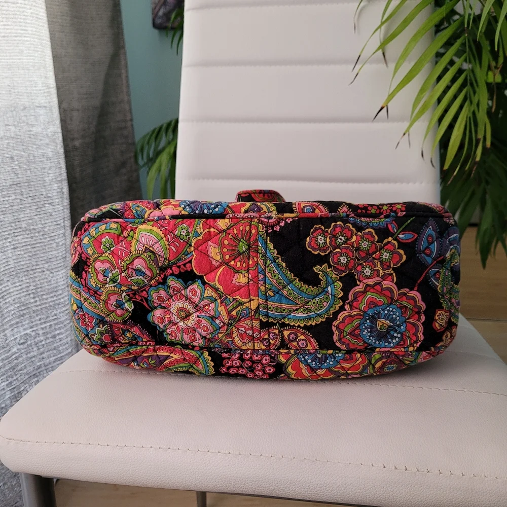 Vera Bradley Black Multicolor Floral Quilted Hobo Bag